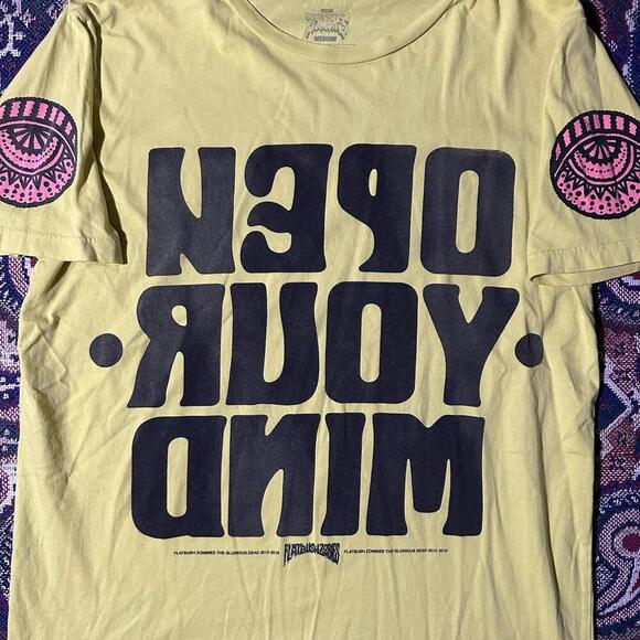 Flatbush Zombies Official ‘Open Your Mind’ Yellow Double Sided Graphic Tee Sz M - Picture 2 of 7